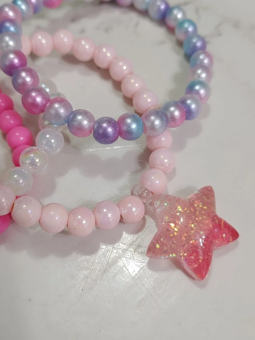 Kids Pastel Beaded Charm Bracelet Set